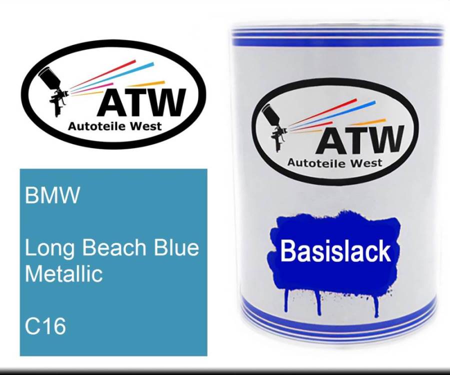 BMW, Long Beach Blue Metallic, C16: 500ml Lackdose, von ATW Autoteile West.